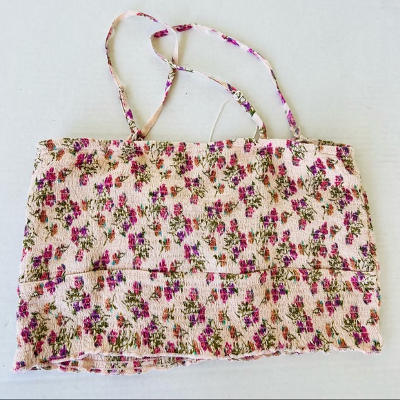 Free People Initimately Ruched Cami Floral Crop Top Women Size: Small - Picture 3 of 4